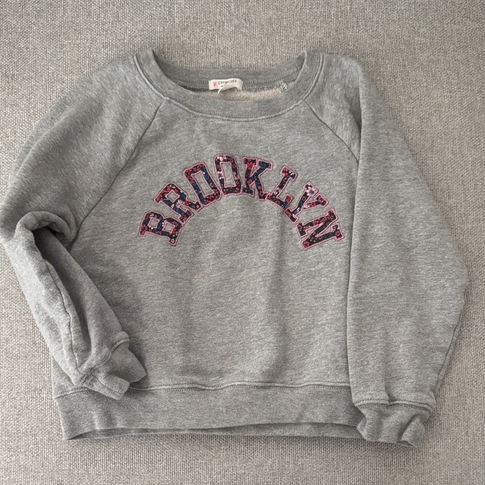 Crewcuts Gray Sweatshirt with Pink 'Brooklyn' Print